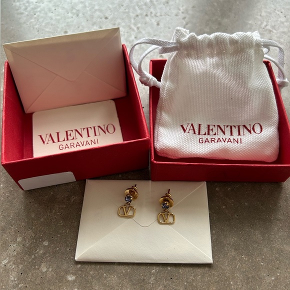 Valentino Garavani Gold & Purple VLogo Signature Earrings - Picture 3 of 4